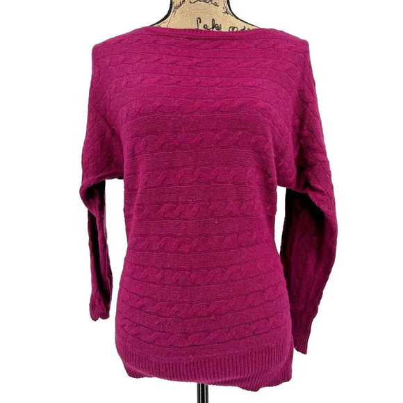 Lauren Ralph Lauren Sweaters - Lauren Ralph Lauren Sweater Women Medium M Raspberry Pink Cotton Wool Blend Knit